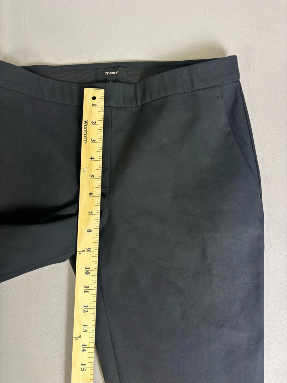 THEORY Thaniel Cropped Black Slim Trousers Size 2 New With Tags - Picture 9 of 15